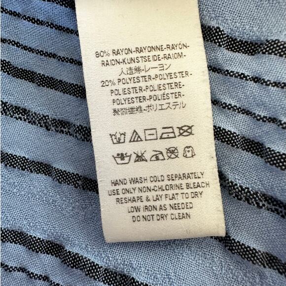 Free People Blue and Gray Stripped Oversized Blouse Sz XS - Picture 8 of 9